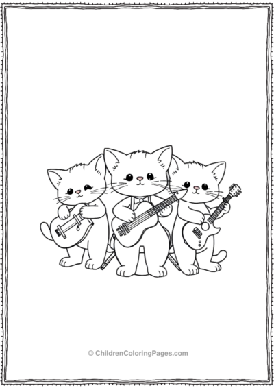 Kitten-In-A-Band-With-Musical-Instruments Free PDF Printable