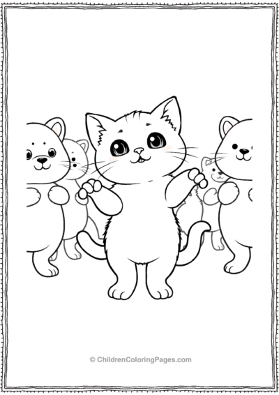 Kitten-In-A-Dance-Class-With-Other-Animals Free PDF Printable