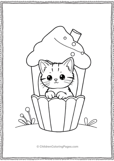 Kitten-Inside-Cupcake-House Free PDF Printable