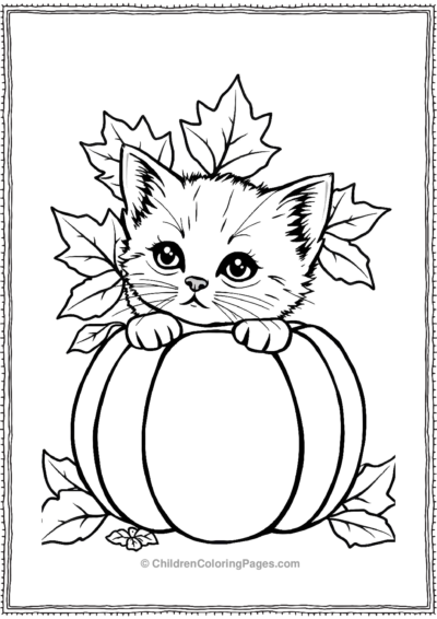 Kitten-Peeking-Out-Of-Pumpkin Free PDF Printable