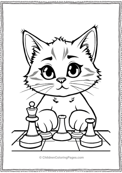 Kitten-Playing-Chess Free PDF Printable