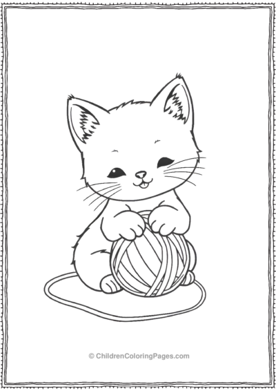 Kitten-Playing-With-Ball-Of-Yarn Free PDF Printable