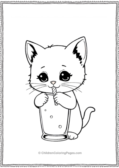 Kitten-Sipping-Milkshake Free PDF Printable