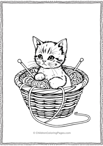 Kitten-Sitting-In-A-Basket-Of-Yarn Free PDF Printable