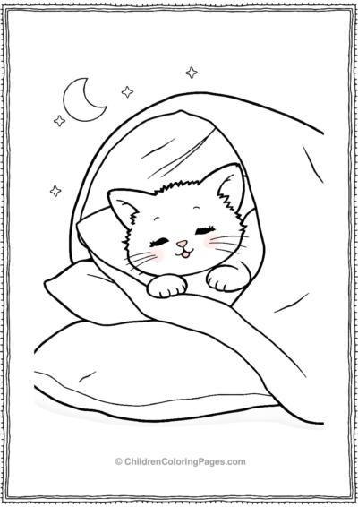 Kitten-Sleeping-With-Pillows Free PDF Printable