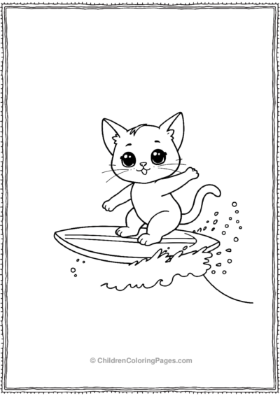 Kitten-Surfing-Waves Free PDF Printable