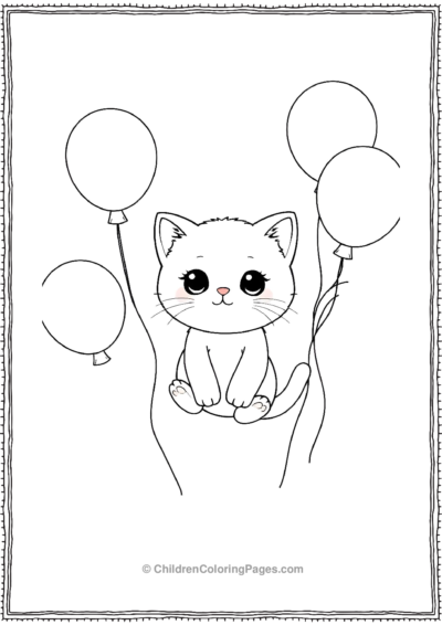 Kitten-Surrounded-With-Baloons Free PDF Printable