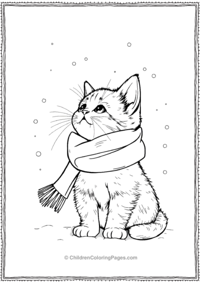 Kitten-Watching-Snowfall-Wrapped-In-A-Muffler Free PDF Printable