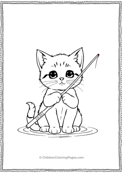 Kitten-With-A-Fishing-Rod-Fishing Free PDF Printable