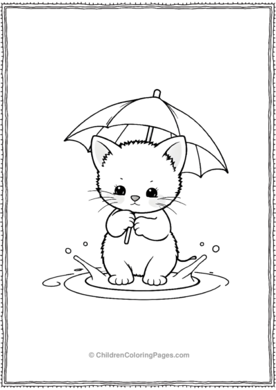 Kitten-With-A-Tiny-Umbrellas Free PDF Printable