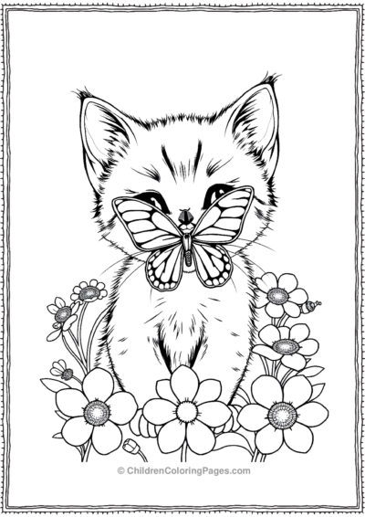 Kitten-With-Butterfly-On-its-Nose Free PDF Printable