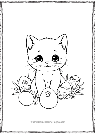 Kitten-With-Easter-Egg Free PDF Printable