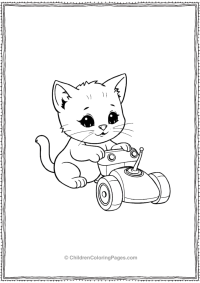 Kitten-Playing-With-A-Remote-Robot Free PDF Printable