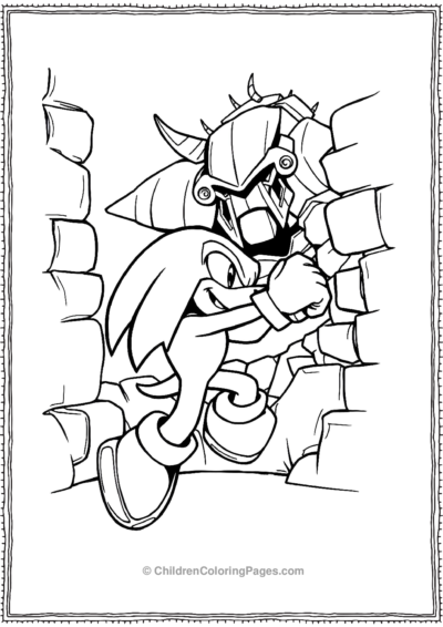 Knuckles Punching Through A Wall Of Robotniks Free PDF Printable