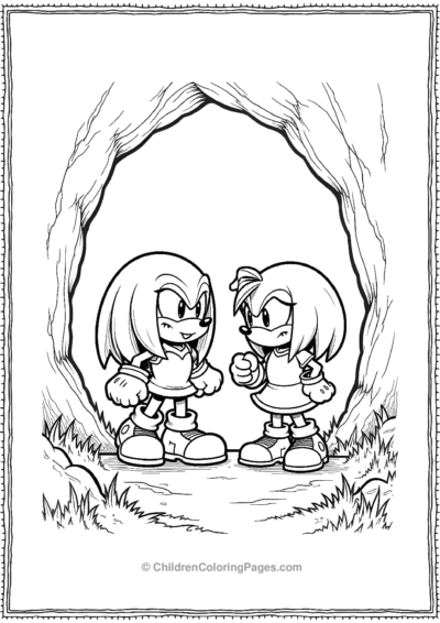 Knuckles-and-Amy-Rose-Exploring-a-Hidden-Cave Free PDF Printable