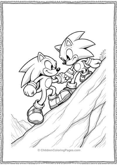 Knuckles-and-Sonic-Climbing-a Free PDF Printable