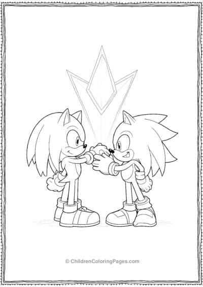 Knuckles-and-Sonic-Sparring-in-Front-of-the Free PDF Printable