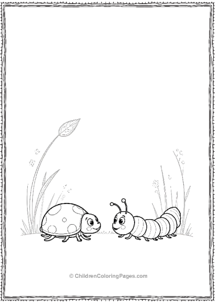 Ladybug And Caterpillar Meeting In The Grass Free PDF Printable