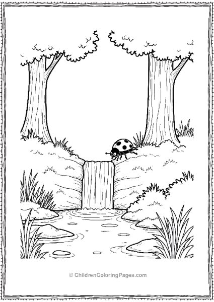 Ladybug At The Waterfall Free PDF Printable