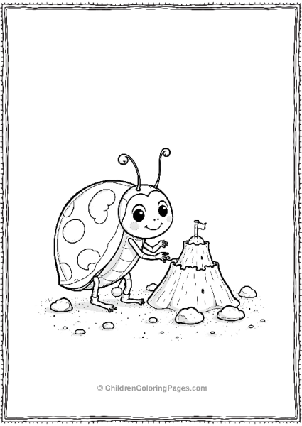 Ladybug Building Sandcastle On Beach Free PDF Printable