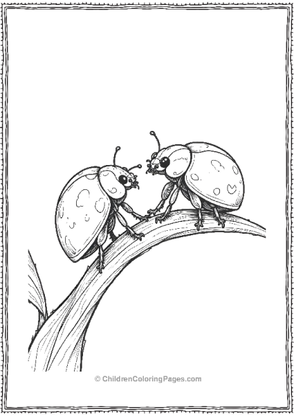 Ladybug Couple On A Branch Free PDF Printable