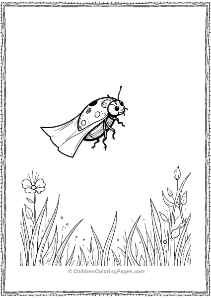 Ladybug Flying Over Grass Free PDF Printable