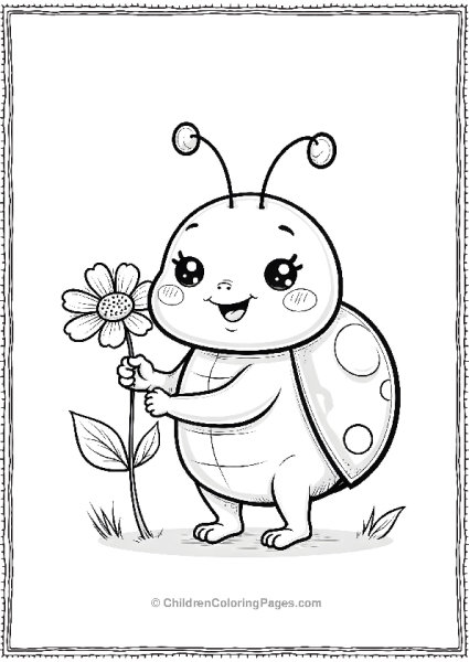 Ladybug Holding A Flower Joyfully Free PDF Printable