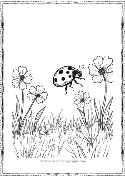 Ladybug In A Flower Garden Free PDF Printable