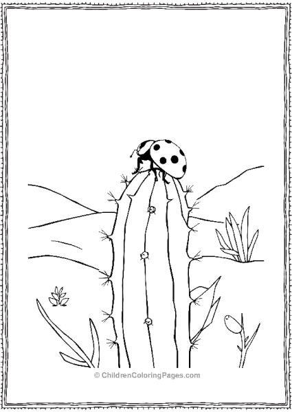 Ladybug On A Cactus Plant Free PDF Printable