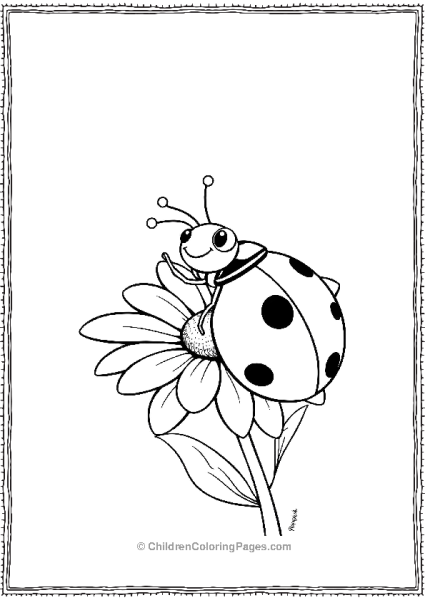 Ladybug On A Daisy Flower Free PDF Printable