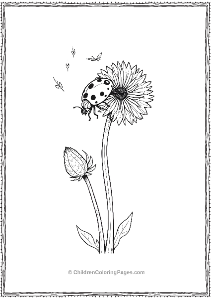 Ladybug On A Dandelion Stem Free PDF Printable