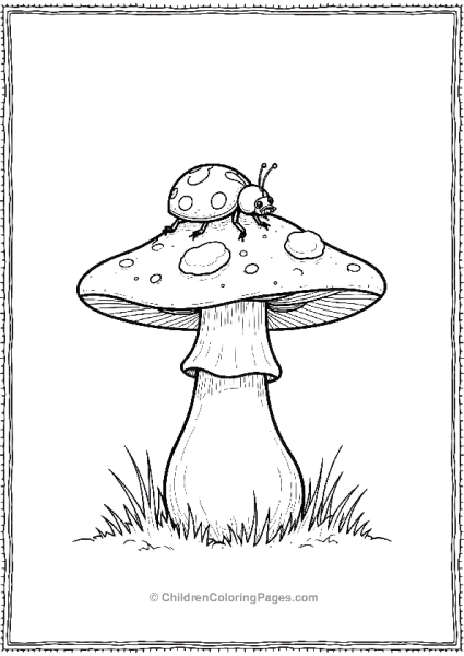 Ladybug On A Mushroom Cap Free PDF Printable