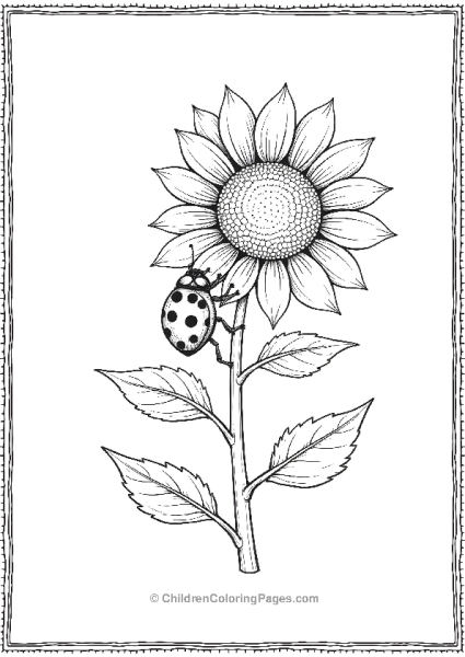 Ladybug On A Sunflower Stem Free PDF Printable