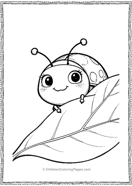 Ladybug Peeking From A Leaf Free PDF Printable