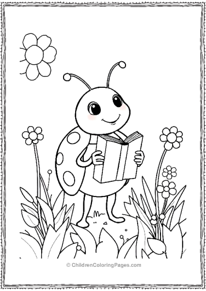 Ladybug Reading In Garden Free PDF Printable