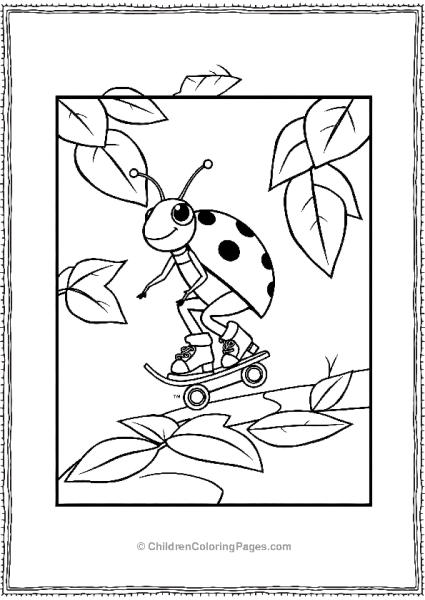 Ladybug Skates On Leaves Free PDF Printable