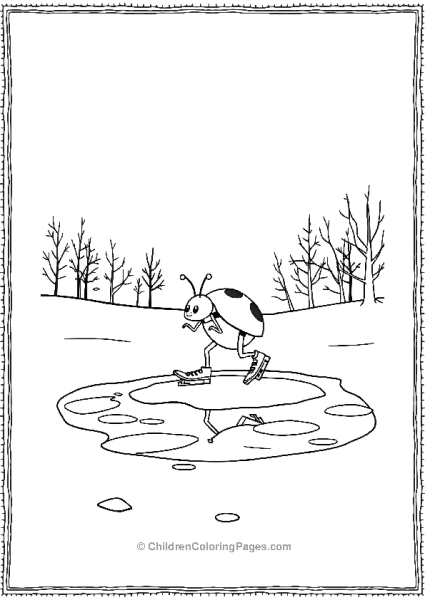 Ladybug Skating On A Frozen Puddle Free PDF Printable