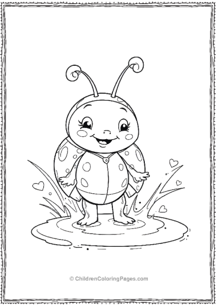 Ladybug Splashing In Puddle With Joy Free PDF Printable