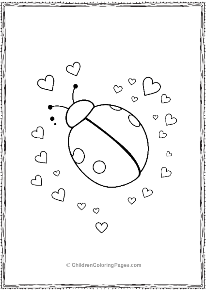 Ladybug Surrounded By Hearts Free PDF Printable