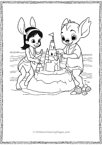 Lilo And Stitch Building Sand Castle Free PDF Printable