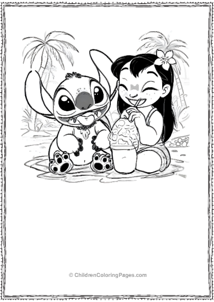 Lilo And Stitch Drinking Ice Cream Shake Free PDF Printable