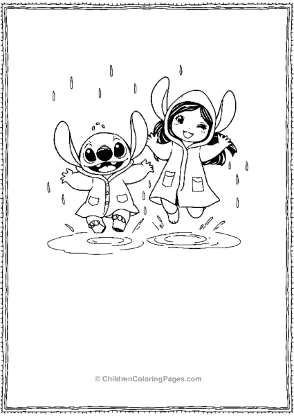 Lilo And Stitch Jumping In The Rain Free PDF Printable