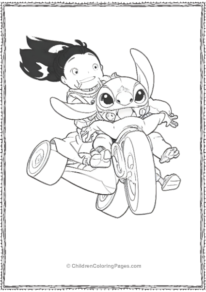 Lilo And Stitch On A Bike Ride Free PDF Printable