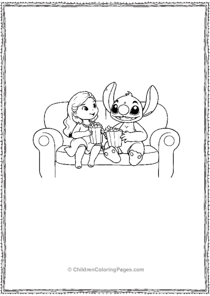 Lilo And Stitch Sitting On A Sofa Free PDF Printable