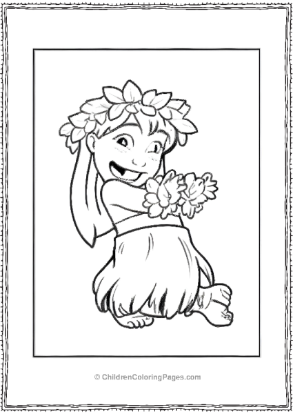 Lilo Wearing A Floral Crown Free PDF Printable