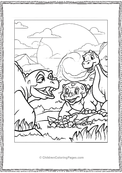 Little Foot And His Friends Playing Together Free PDF Printable