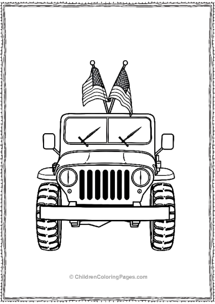 Military Jeep With Flags Free PDF Printable