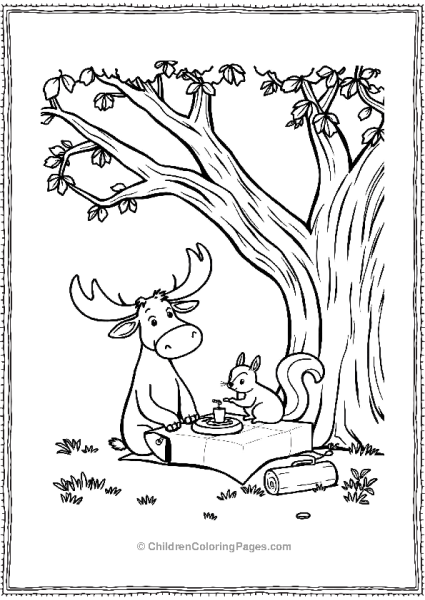 Moose And Squirrel Having A Picnic Free PDF Printable