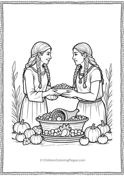 Native-Americans-Sharing-A-Cornucopia-And-Harvest Free PDF Printable