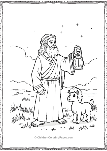 Noah With A Lantern And Lion Free PDF Printable